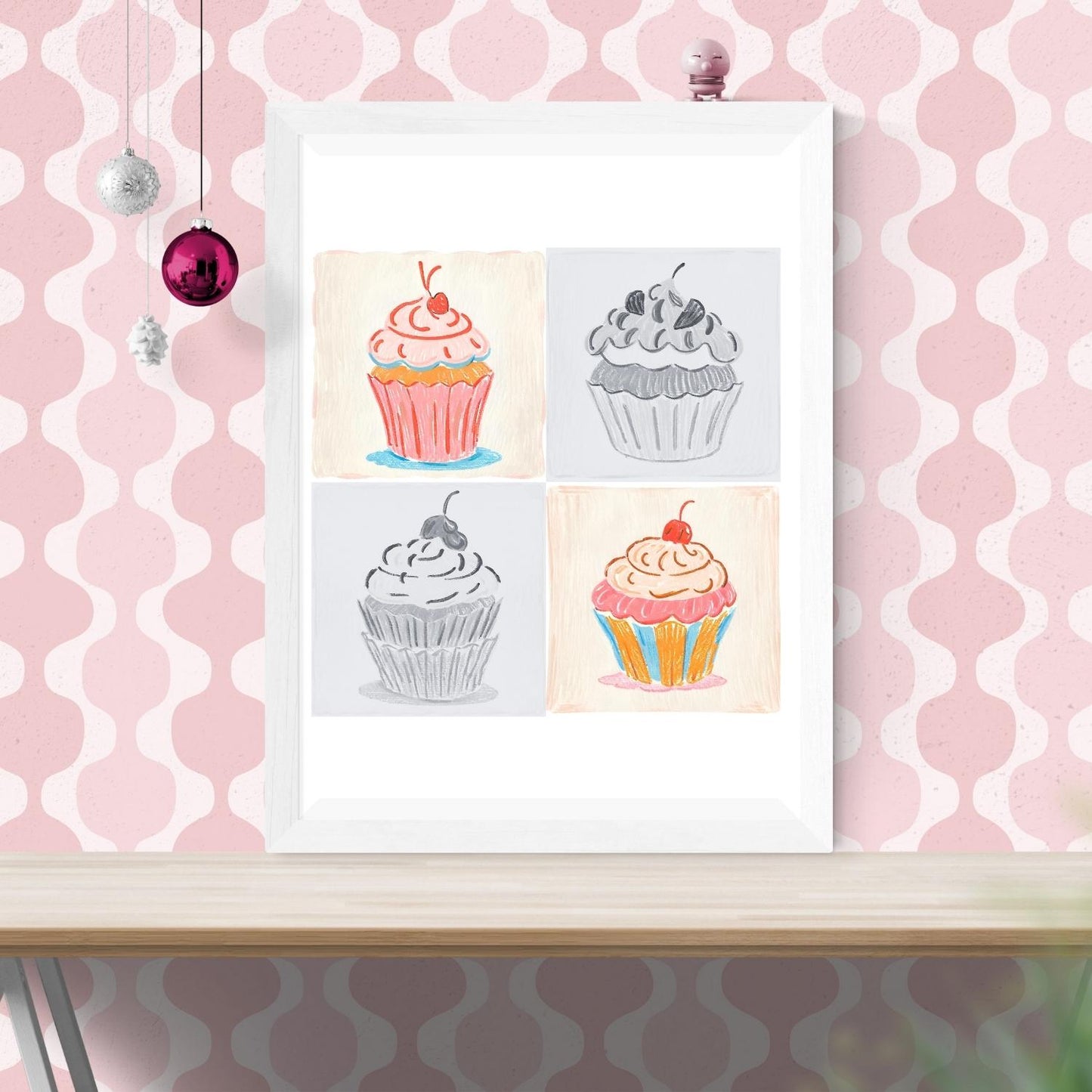 CupCakes Wall Art Prints, Square Size