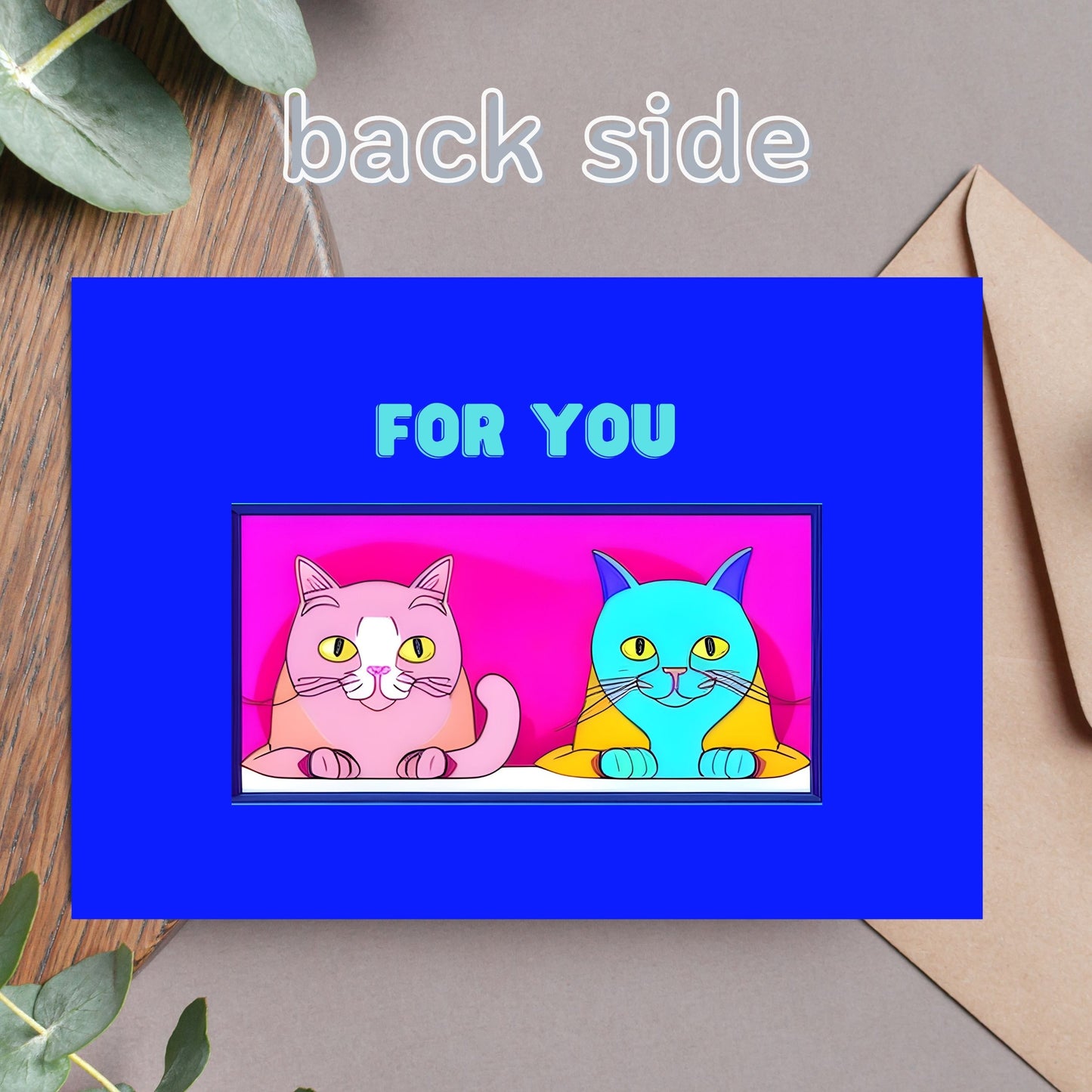 A Couple Cat Printable Gift Card (3 sizes include 3.5” x 5” , 4” x 6” , 5” x 7”) , print on 8.5"x11" paper size